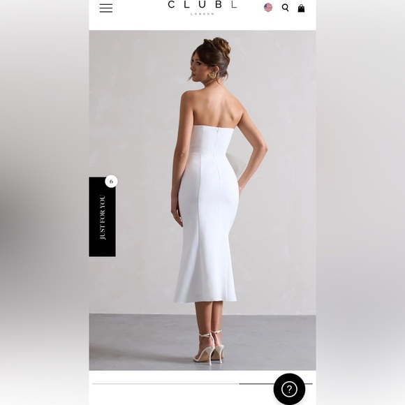 CLUB LONDON WHITE BANDEAU MIDI DRESS WITH OVERSIZED BOW - Picture 2 of 5